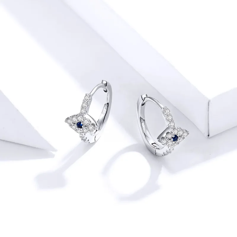 (image for) Pandora Style Silver Hoop Earrings, Devil's Eye - SCE783-A - View 2