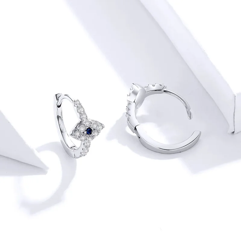 (image for) Pandora Style Silver Hoop Earrings, Devil's Eye - SCE783-A - View 4