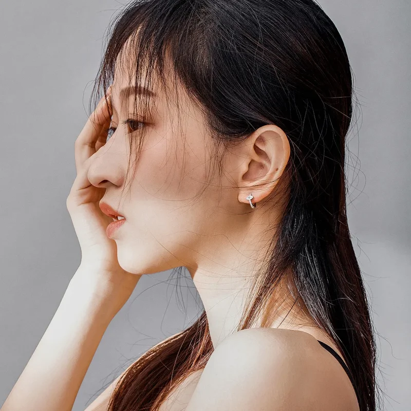 (image for) Pandora Style Silver Hoop Earrings, Devil's Eye - SCE783-A - View 7