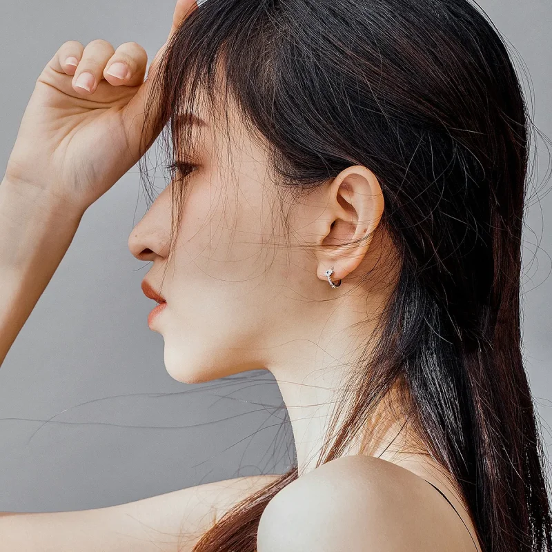 (image for) Pandora Style Silver Hoop Earrings, Devil's Eye - SCE783-A - View 8