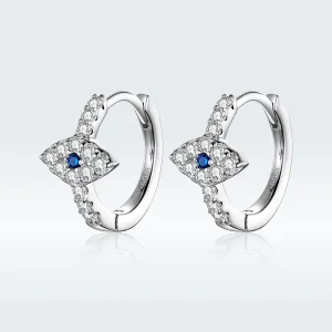 (image for) Pandora Style Silver Hoop Earrings, Devil's Eye - SCE783-A