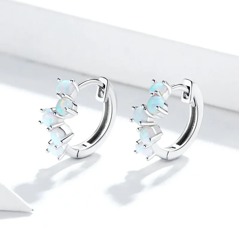 (image for) Pandora Style Silver Hoop Earrings, Dream Bubbles - SCE941 - View 3