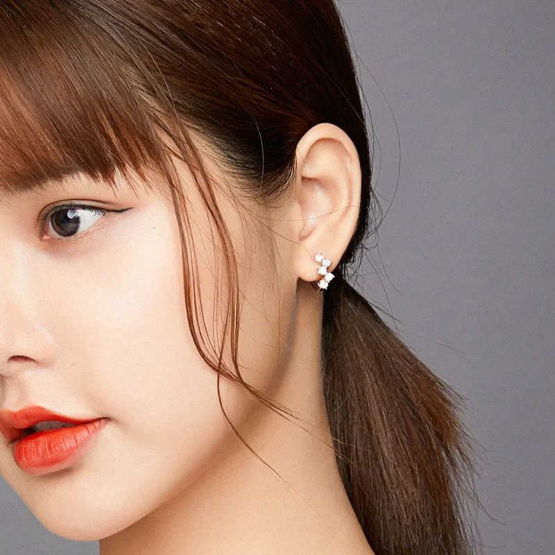 (image for) Pandora Style Silver Hoop Earrings, Dream Bubbles - SCE941 - View 6