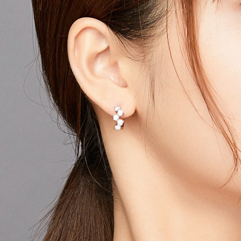 (image for) Pandora Style Silver Hoop Earrings, Dream Bubbles - SCE941 - View 7