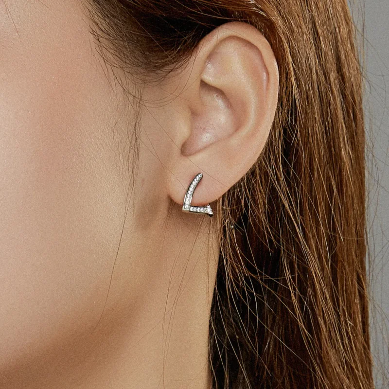 (image for) Pandora Style Silver Hoop Earrings, Geometric - SCE975 - View 7