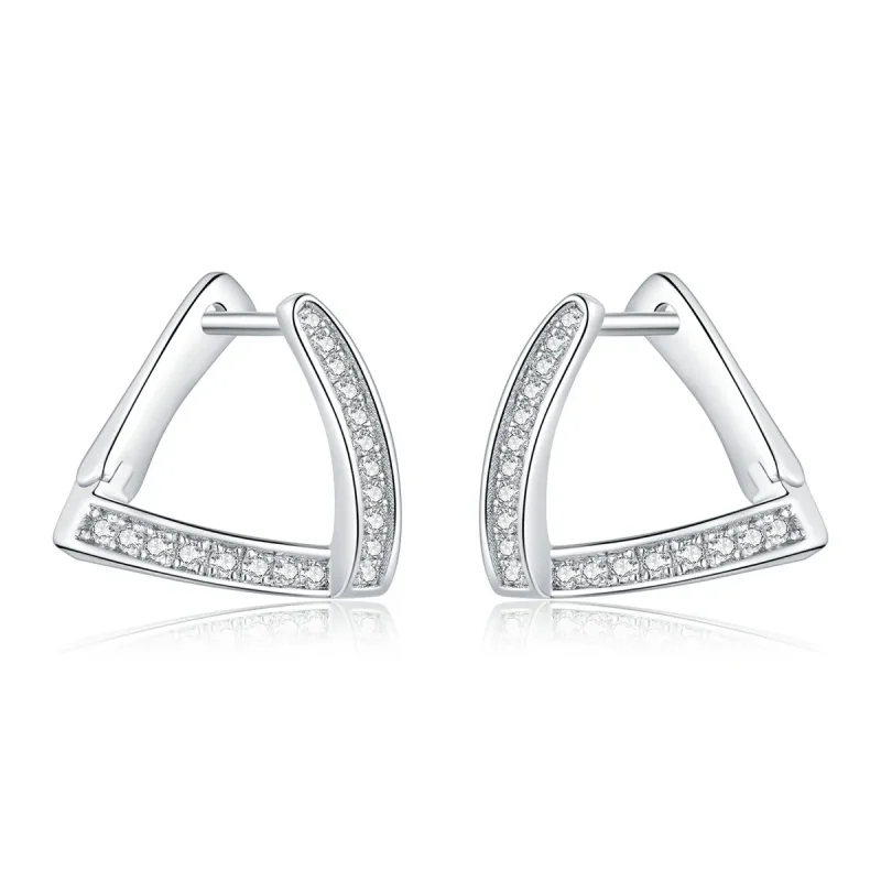 (image for) Pandora Style Silver Hoop Earrings, Geometric - SCE975 - Product Image
