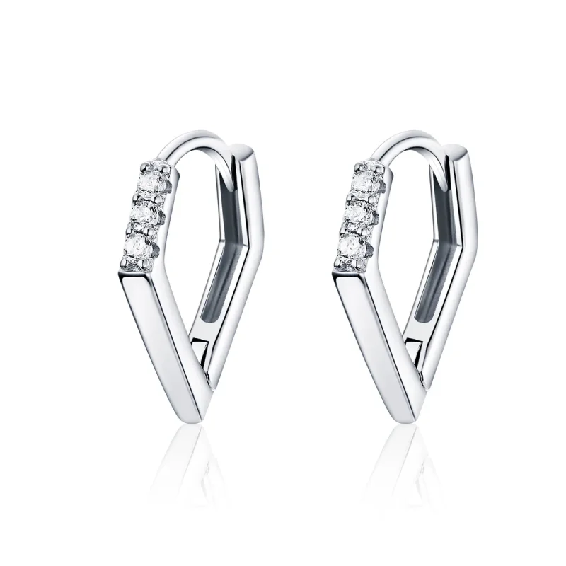 (image for) Pandora Style Silver Hoop Earrings, Geometry - BSE162 - Product Image