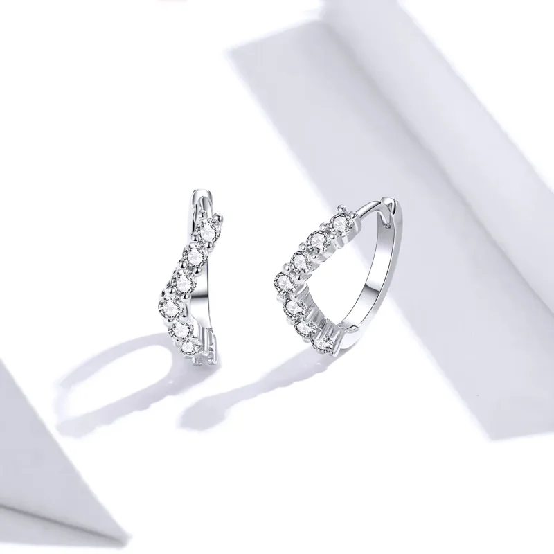 (image for) Pandora Style Silver Hoop Earrings, Geometry - SCE844 - View 3
