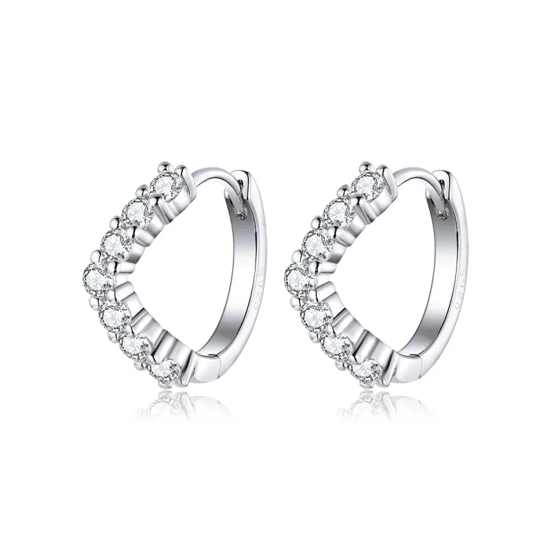 (image for) Pandora Style Silver Hoop Earrings, Geometry - SCE844 - Product Image