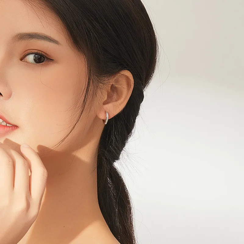 (image for) Pandora Style Silver Hoop Earrings, Heart Shape - SCE868 - View 7