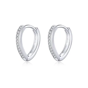 (image for) Pandora Style Silver Hoop Earrings, Heart Shape - SCE868