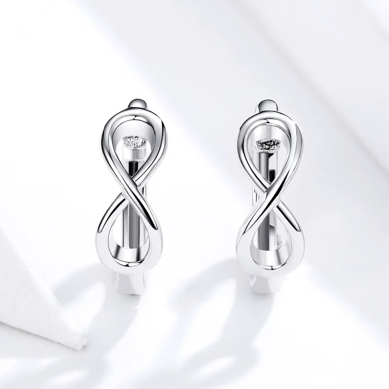 (image for) Pandora Style Silver Hoop Earrings, Infinite Love - SCE743 - View 2