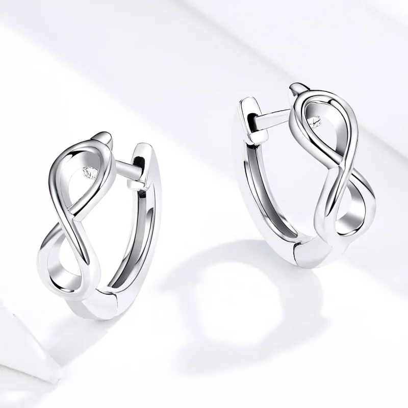 (image for) Pandora Style Silver Hoop Earrings, Infinite Love - SCE743 - View 3