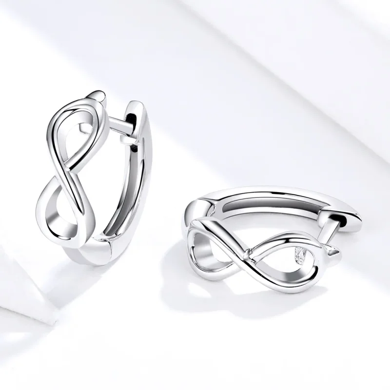 (image for) Pandora Style Silver Hoop Earrings, Infinite Love - SCE743 - View 4