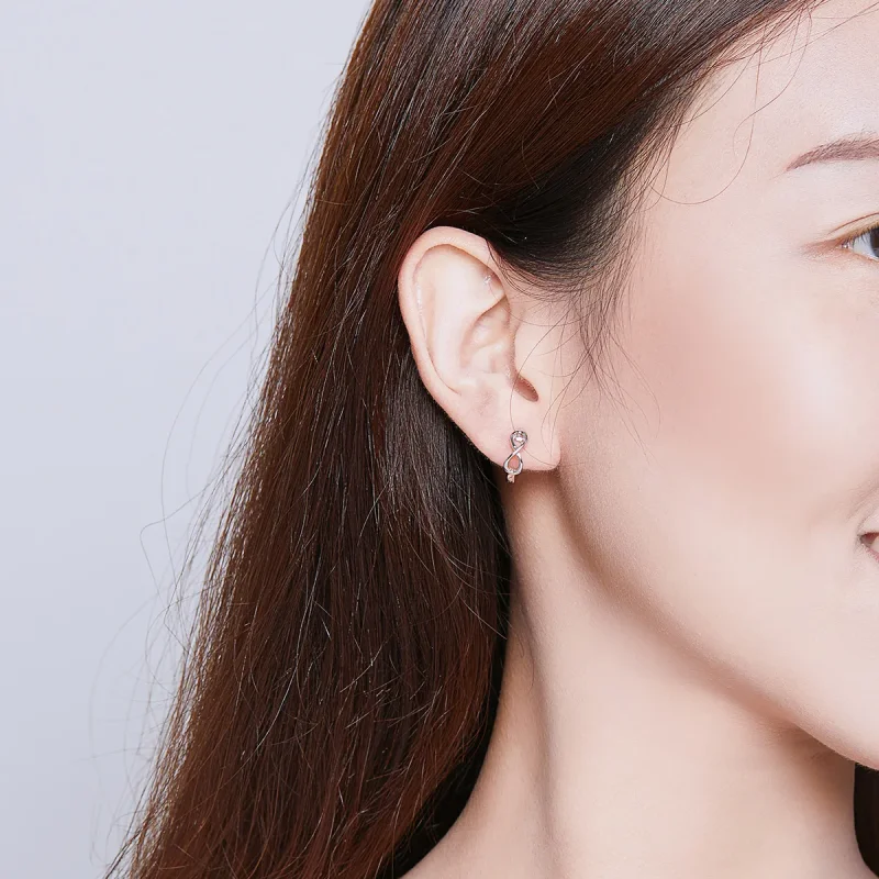 (image for) Pandora Style Silver Hoop Earrings, Infinite Love - SCE743 - View 5