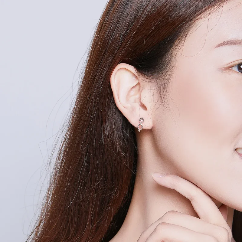 (image for) Pandora Style Silver Hoop Earrings, Infinite Love - SCE743 - View 6