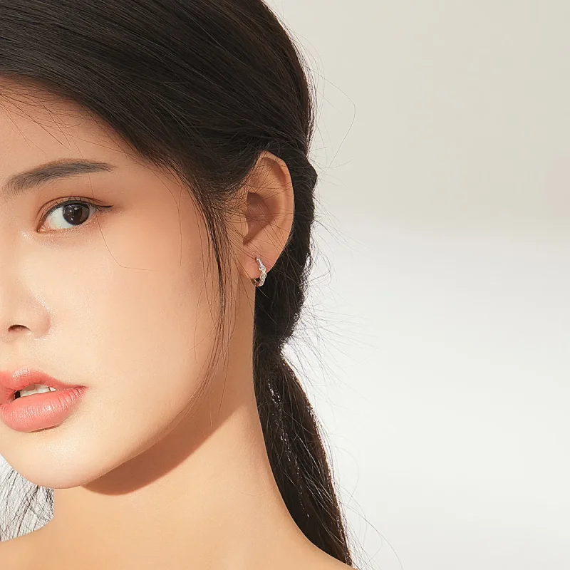 (image for) Pandora Style Silver Hoop Earrings, Infinity Symbol - SCE872 - View 6