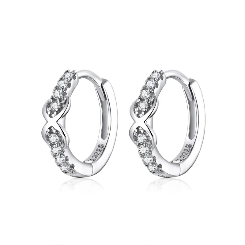 (image for) Pandora Style Silver Hoop Earrings, Infinity Symbol - SCE872 - Product Image