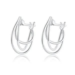 (image for) Pandora Style Silver Hoop Earrings, Intertwined Lines - BSE443