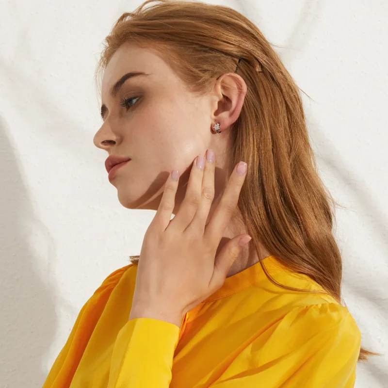 (image for) Pandora Style Silver Hoop Earrings, Moon & Star - BSE289 - View 6