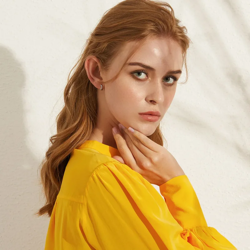 (image for) Pandora Style Silver Hoop Earrings, Moon & Star - BSE289 - View 7