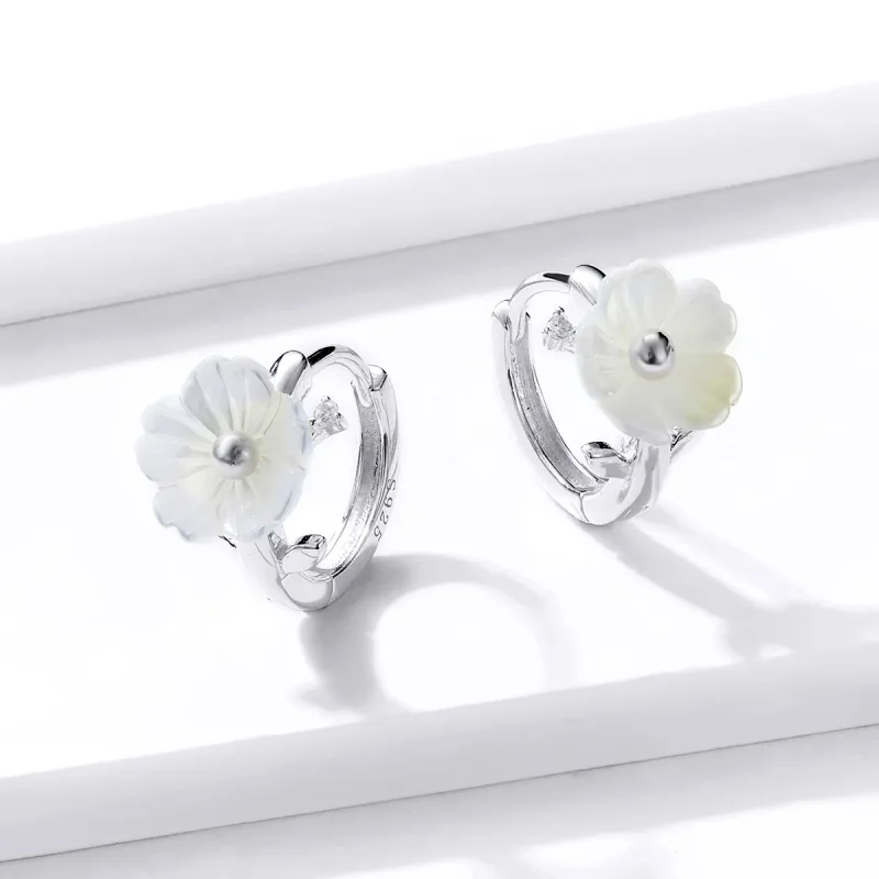 (image for) Pandora Style Silver Hoop Earrings, Pure Flowers - BSE321 - View 3