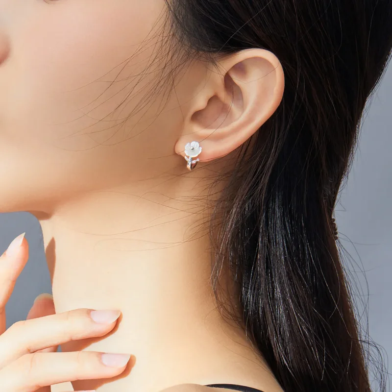 (image for) Pandora Style Silver Hoop Earrings, Pure Flowers - BSE321 - View 7