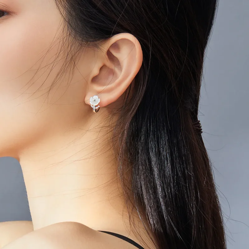 (image for) Pandora Style Silver Hoop Earrings, Pure Flowers - BSE321 - View 8