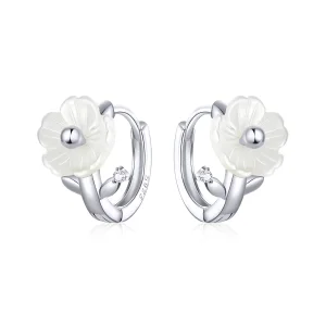 (image for) Pandora Style Silver Hoop Earrings, Pure Flowers - BSE321