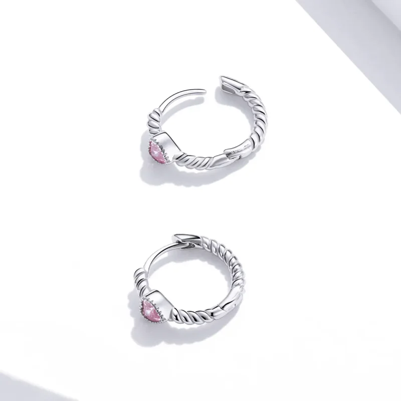 (image for) Pandora Style Silver Hoop Earrings, Pure Love - SCE1081 - View 2