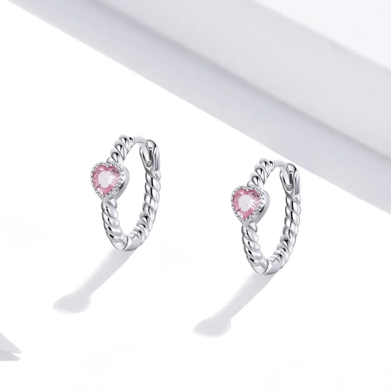 (image for) Pandora Style Silver Hoop Earrings, Pure Love - SCE1081 - View 4