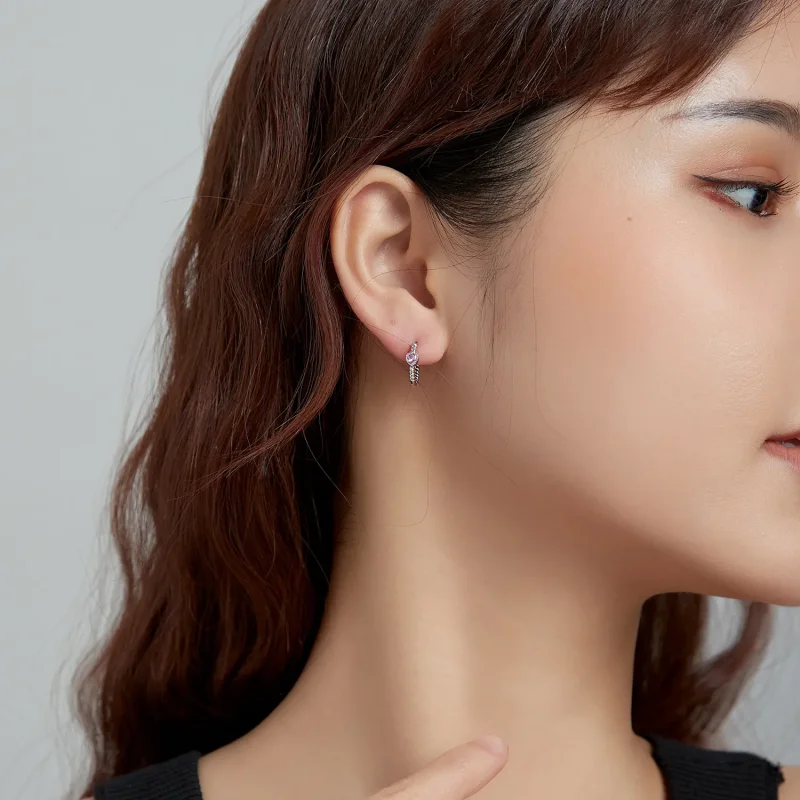 (image for) Pandora Style Silver Hoop Earrings, Pure Love - SCE1081 - View 7