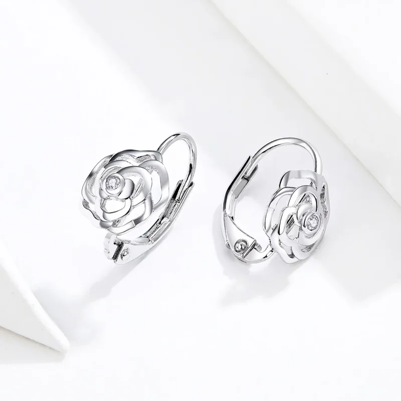 (image for) Pandora Style Silver Hoop Earrings, Rose - SCE745 - View 2