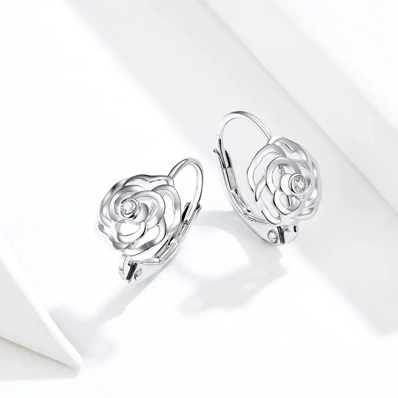 (image for) Pandora Style Silver Hoop Earrings, Rose - SCE745 - View 4