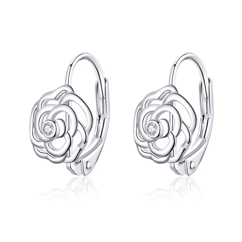 (image for) Pandora Style Silver Hoop Earrings, Rose - SCE745 - Product Image