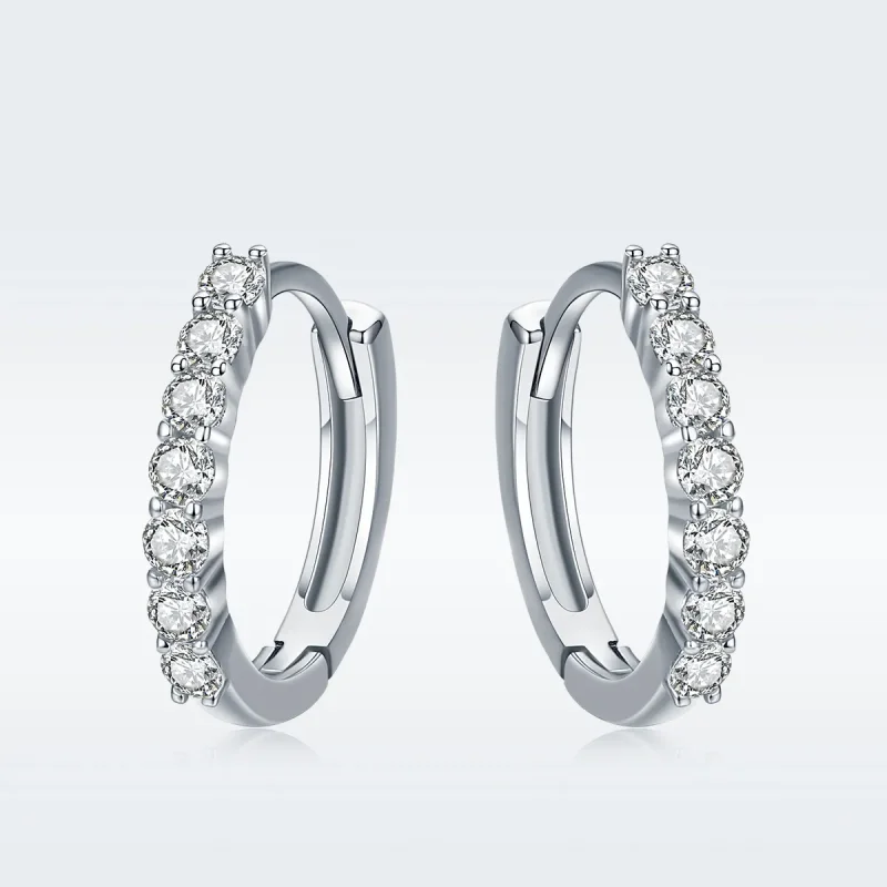 (image for) Pandora Style Silver Hoop Earrings - SCE351-1H - View 2