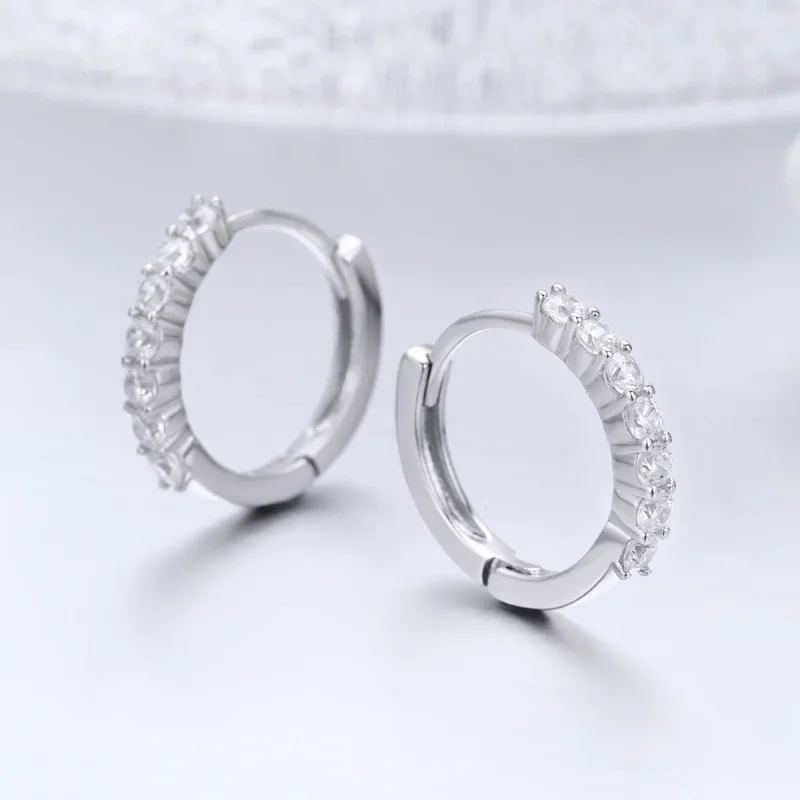 (image for) Pandora Style Silver Hoop Earrings - SCE351-1H - View 5