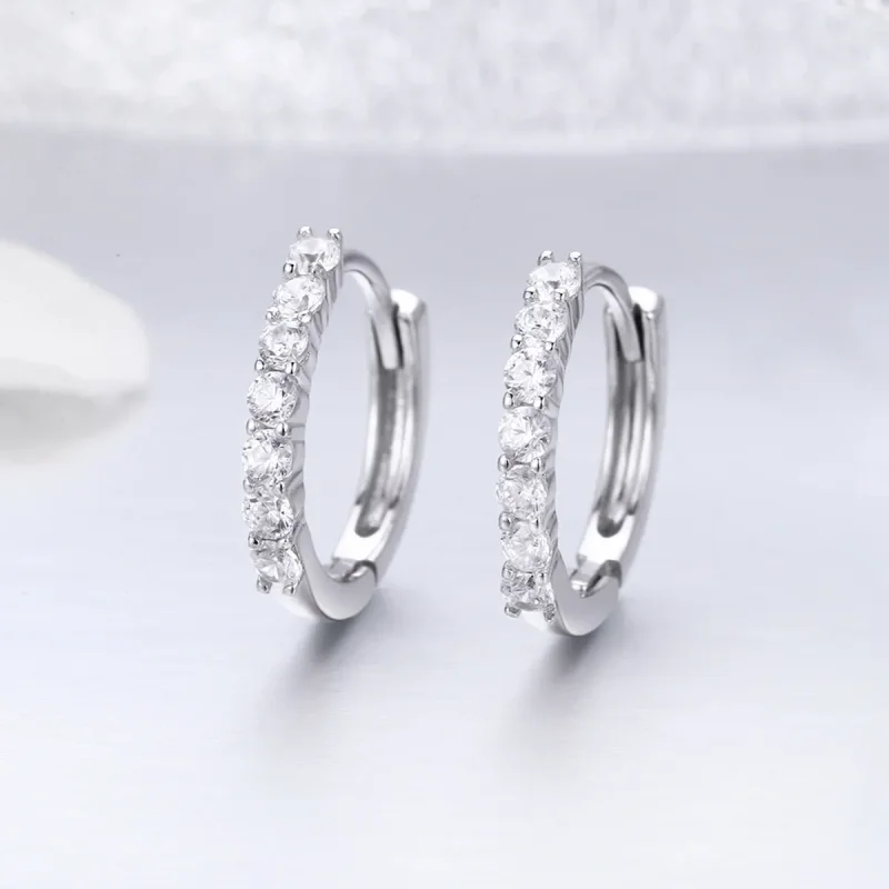(image for) Pandora Style Silver Hoop Earrings - SCE351-1H - View 6