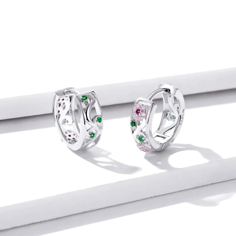 (image for) Pandora Style Silver Hoop Earrings, Secret Garden - BSE403 - View 4