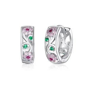 (image for) Pandora Style Silver Hoop Earrings, Secret Garden - BSE403