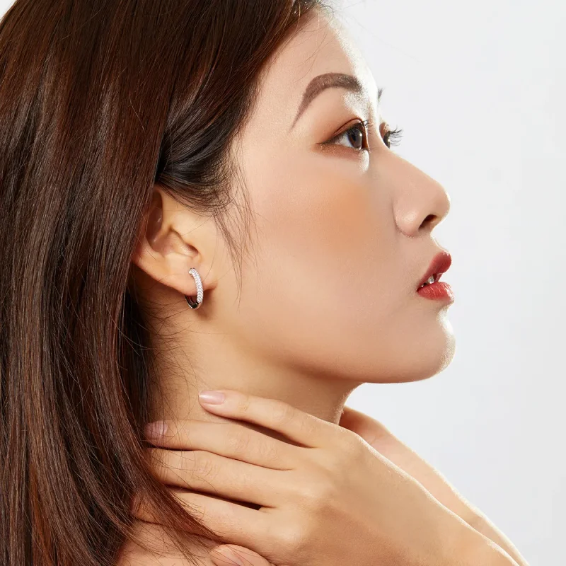 (image for) Pandora Style Silver Hoop Earrings, Shining - BSE300 - View 7