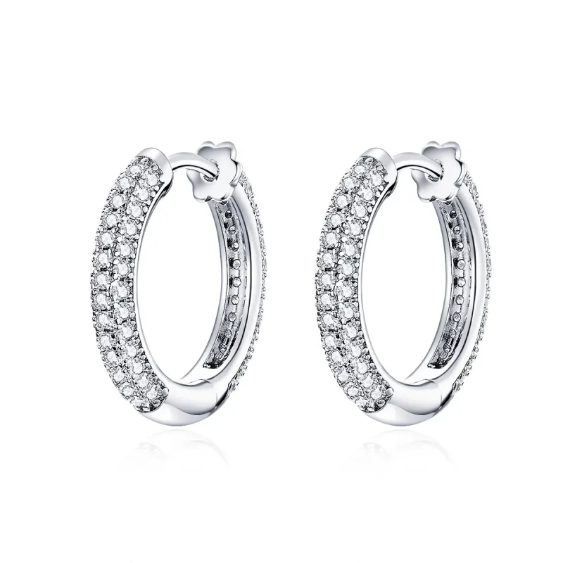 (image for) Pandora Style Silver Hoop Earrings, Shining - BSE300 - Product Image