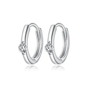 (image for) Pandora Style Silver Hoop Earrings, Shining Diamond - SCE1050-A