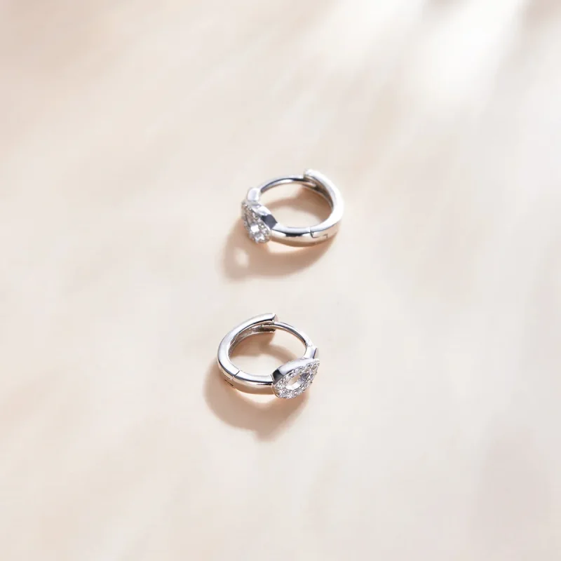 (image for) Pandora Style Silver Hoop Earrings, Shining Drops - SCE1046 - View 4
