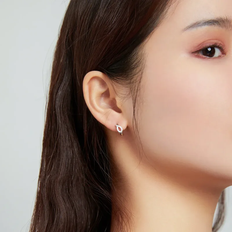 (image for) Pandora Style Silver Hoop Earrings, Shining Drops - SCE1046 - View 6