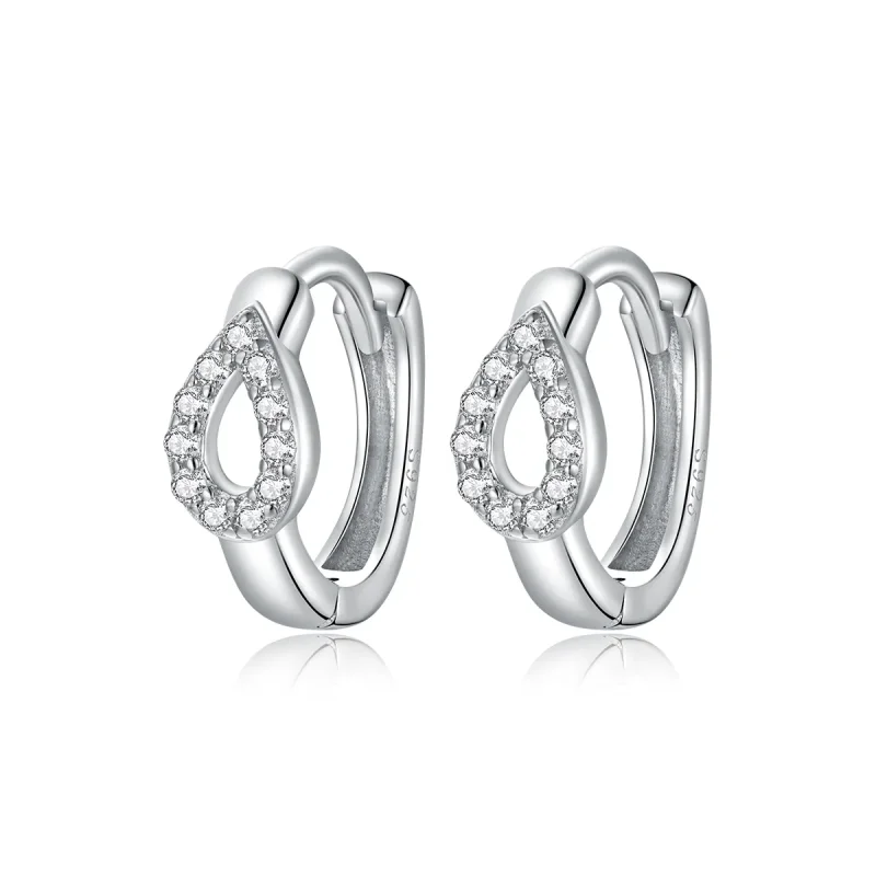 (image for) Pandora Style Silver Hoop Earrings, Shining Drops - SCE1046 - Product Image