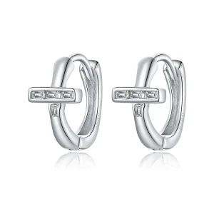 (image for) Pandora Style Silver Hoop Earrings, Shining - SCE1041