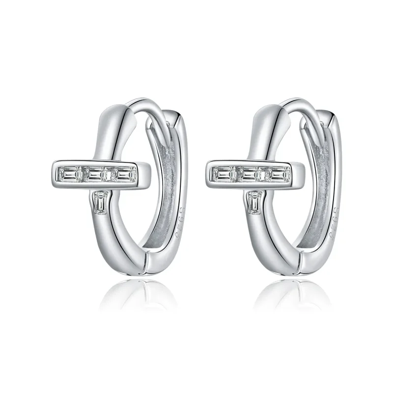 (image for) Pandora Style Silver Hoop Earrings, Shining - SCE1041 - Product Image