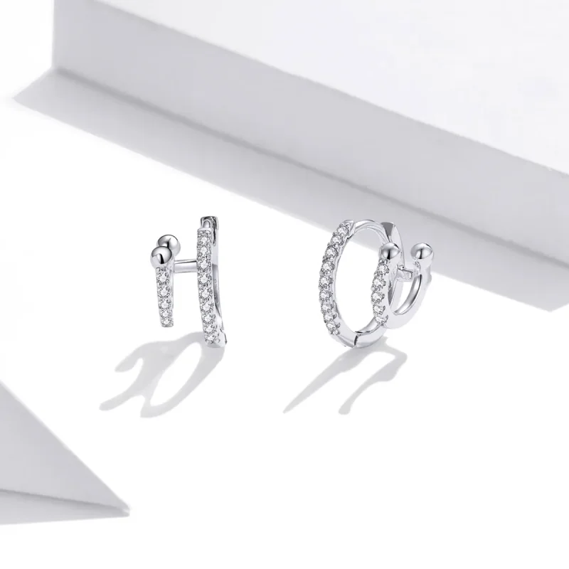 (image for) Pandora Style Silver Hoop Earrings, Shining - SCE1118 - View 2
