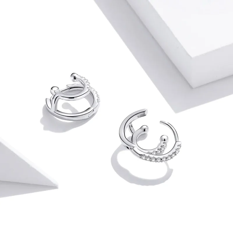 (image for) Pandora Style Silver Hoop Earrings, Shining - SCE1118 - View 4